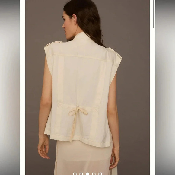 Anthropologie - Silky Utility Vest - Ivory - Size Small - Gently Used!! - Picture 3 of 15